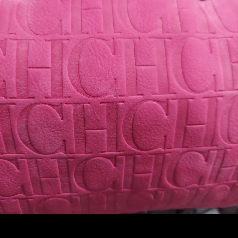 Boston Bag Pink Monogram Embossed Suede and Leather Andy Wristlet